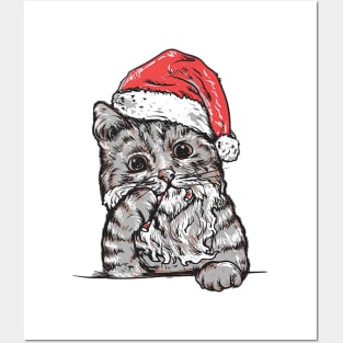 Christmas cat Posters and Art